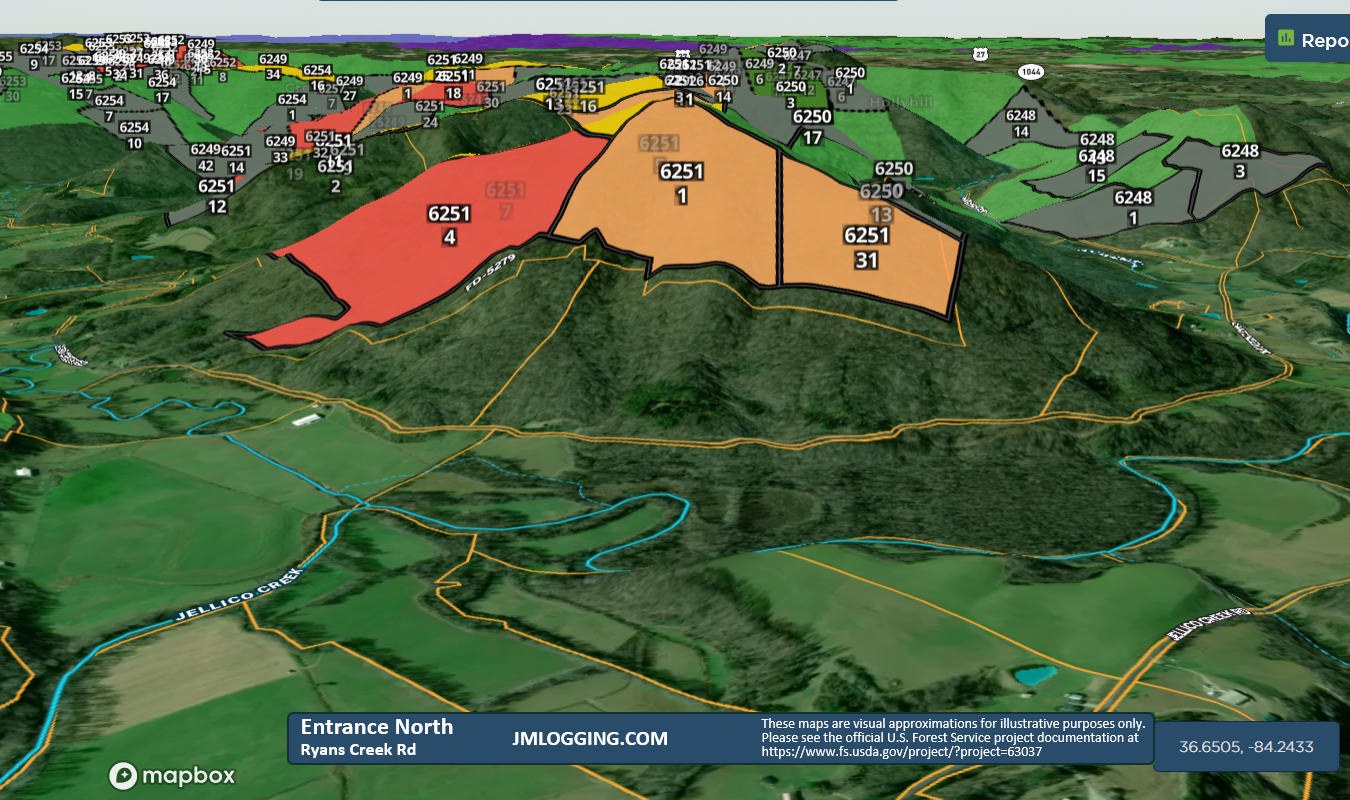 Ryans Creek Entrance North 3D Maps Jellico Mountains Logging