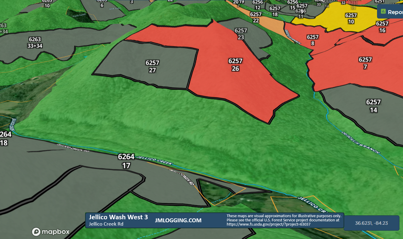 Jellico Wash 3 Facing West 3D Maps Jellico Mountains Logging