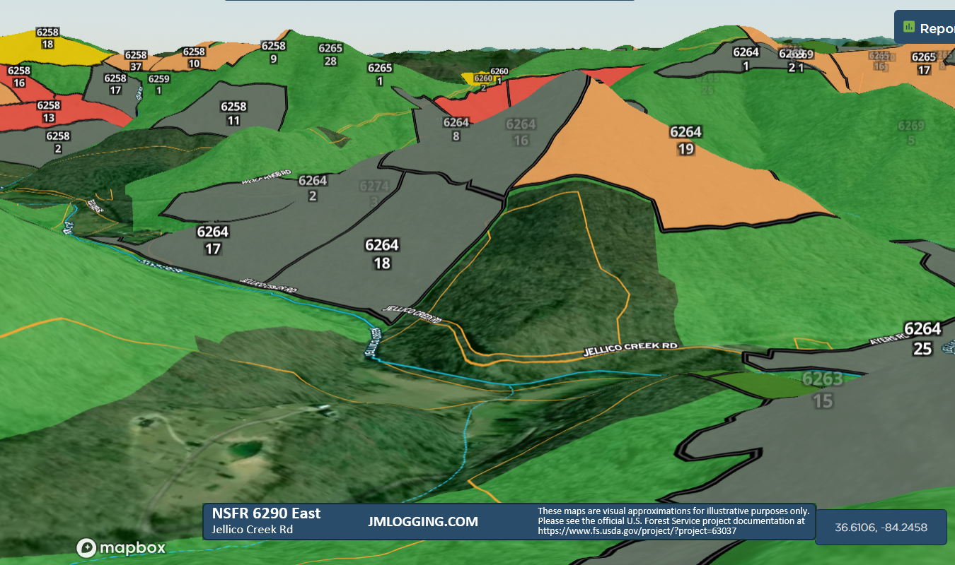 NFSR 6290 East 3D Maps Jellico Mountains Logging